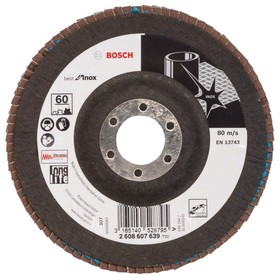 

Лепестковый шлифкруг Bosch 2608607639, по металлу, 125х22.2. мм, зернистость 60