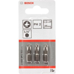 

Биты Bosch 2607001511, 3 шт., 25 мм, 1/4", PH2, крестовые, односторонние