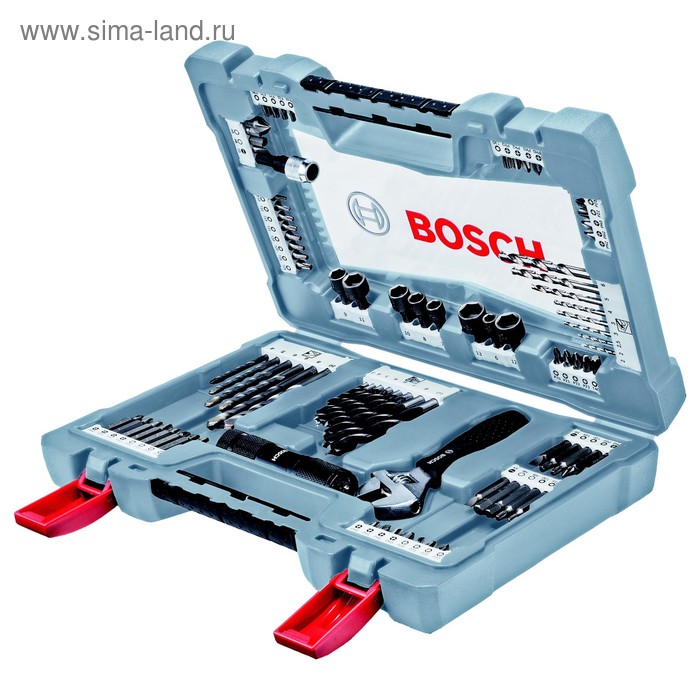 Набор сверл и бит Bosch 2608P00235, 91 шт., 22 сверла/39 бит, торцевые ключи, зенкер, фонарь   44488