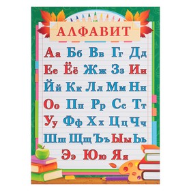 

Плакат "Алфавит" зелёная рамка, учебники, А4