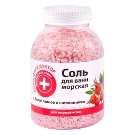 

Соль для ванн Домашний доктор, с белой глиной и шиповником, 1000 г