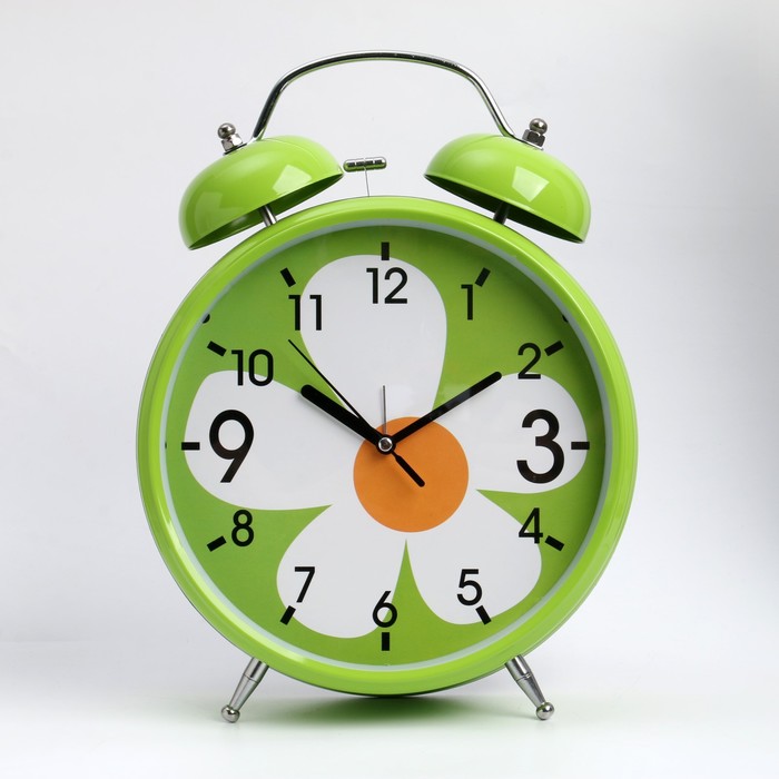 Часы - будильник настольные Ромашка, с подвесом, дискретный ход, d-20 см, 32 х 23 см, 2АА будильник смайл дискретный ход d 20 см 30 х 23 см