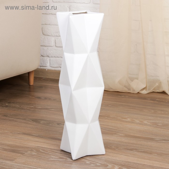 Ваза керамика напольная Геометрия фигурная, 60 см, белый ваза керамика напольная геометрия люкс ромбики 14х60 см серый