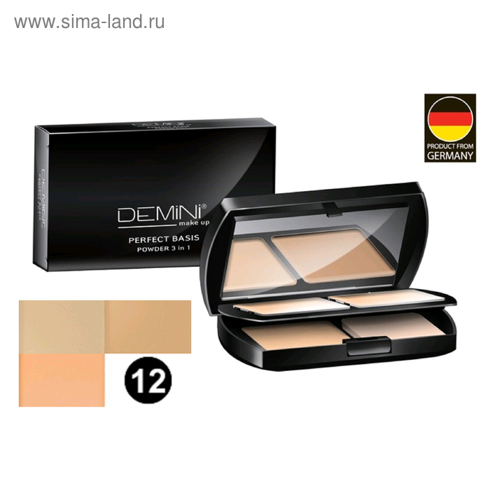 Пудра для лица 3 в 1 DEMINI Perfect Basis Powder, тон 12