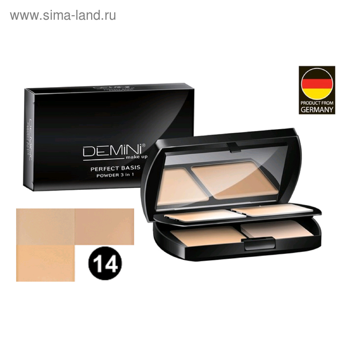 Пудра для лица 3 в 1 DEMINI Perfect Basis Powder, тон 14