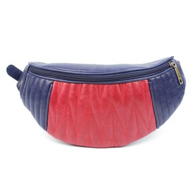 Сумка женская поясная, наружный карман, бордовый/синий крек