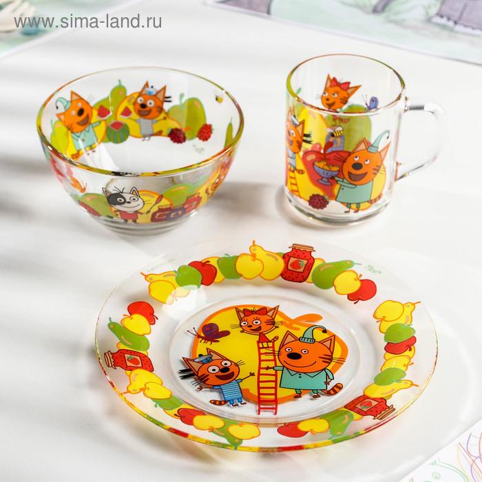 фото Набор посуды детский «три кота фрукты», 3 предмета priority