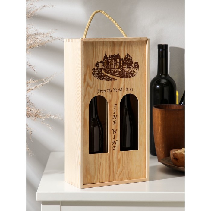 Ящик для хранения вина «Кальяри», 35×18 см, на 2 бутылки