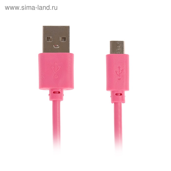 Кабель LuazON, micro USB - USB, 1 А, 1 м, розовый