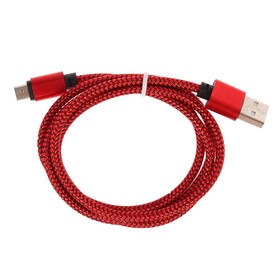

Кабель LuazON, microUSB - USB, 1 А, 0,8 м, оплётка нейлон, красный