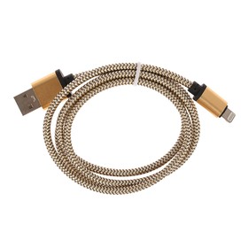

Кабель LuazON, Lightning - USB, 1 А, 1 м, оплётка нейлон, цвет золото