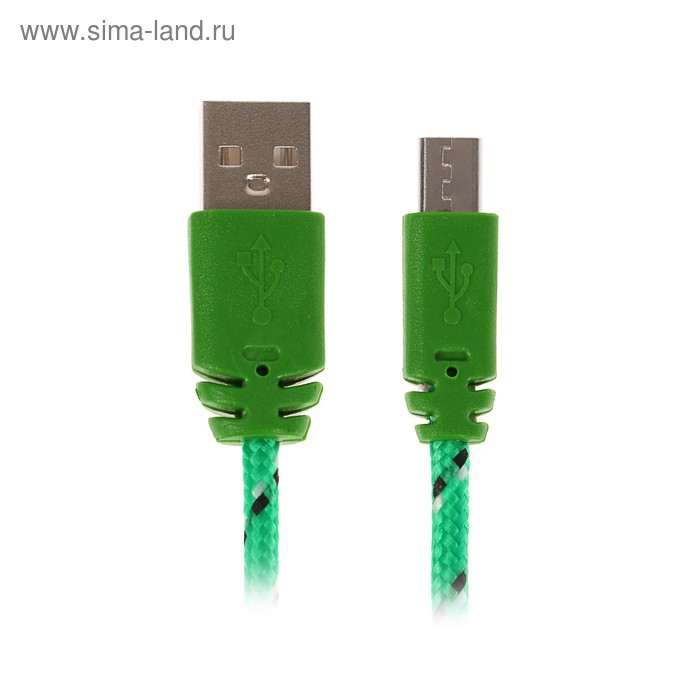

Кабель LuazON, microUSB - USB, 1 А, 3 м, оплётка нейлон, зелёный