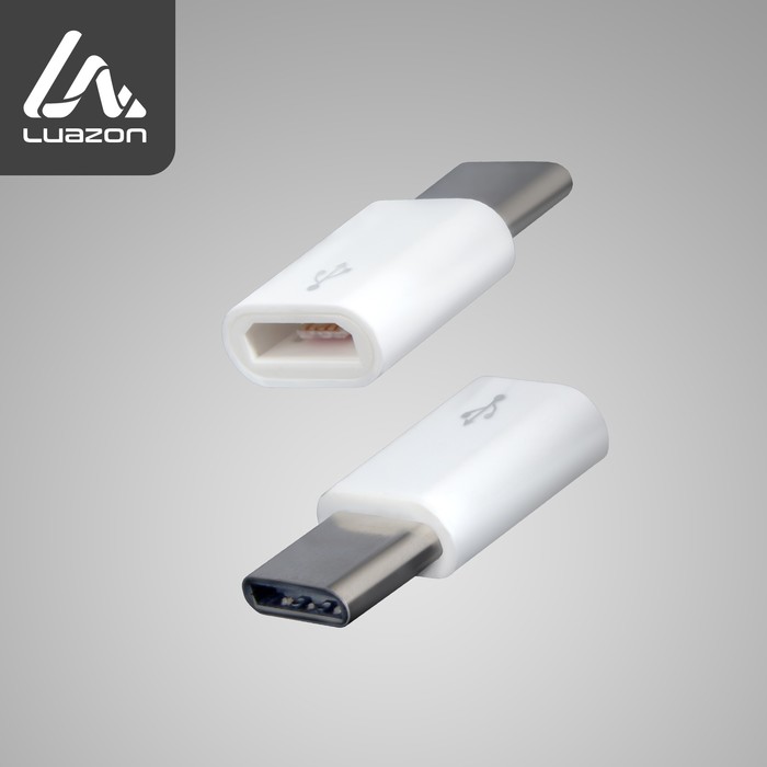 Переходник LuazON, с Type-C на micro USB, 10 шт, белый