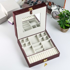 

Шкатулка кожзам для украшений "Розы тиснение" бордовая 9,5х26х25 см