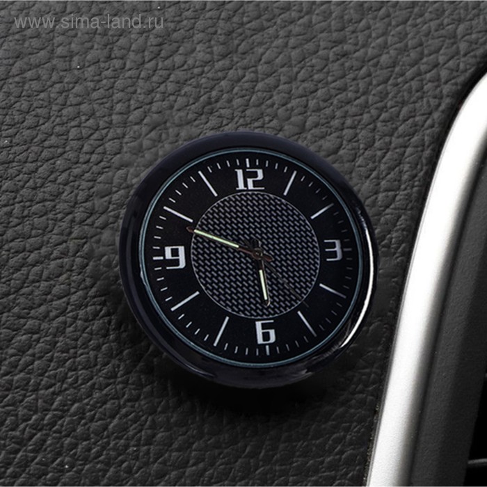 фото Часы автомобильные, внутрисалонные, d 4.5 см, черный циферблат