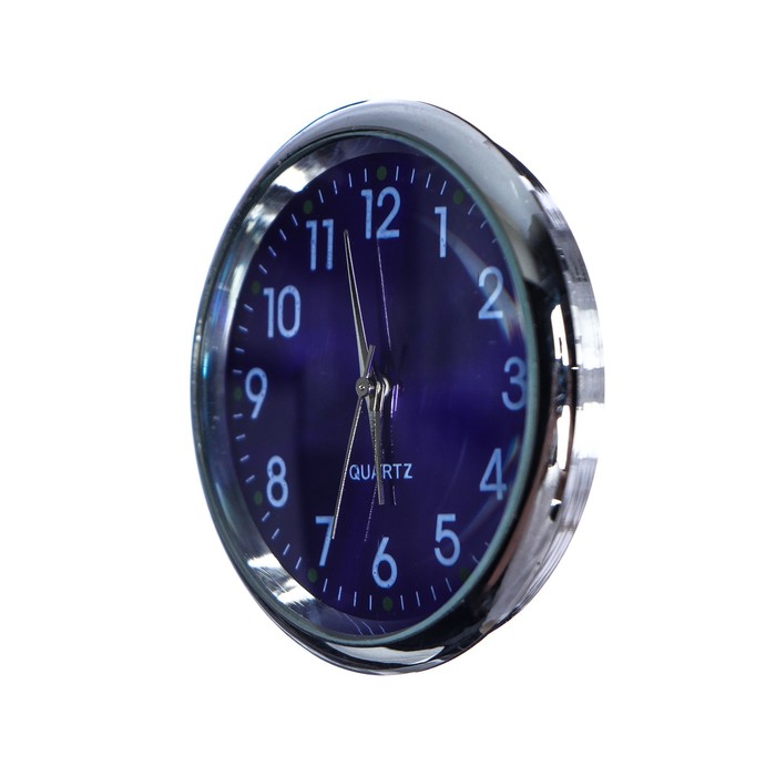 Часы автомобильные, внутрисалонные, d 4.5 см, синий циферблат