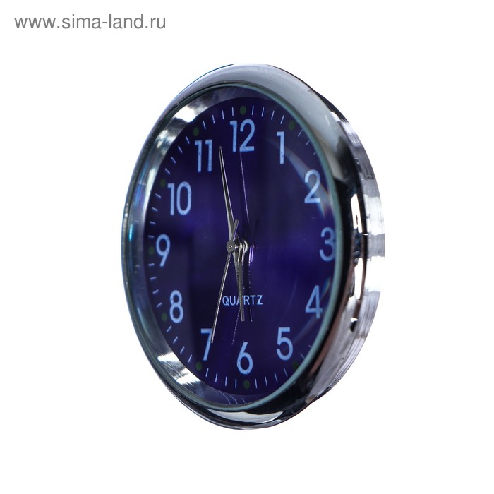 фото Часы автомобильные, внутрисалонные, d 4.5 см, синий циферблат
