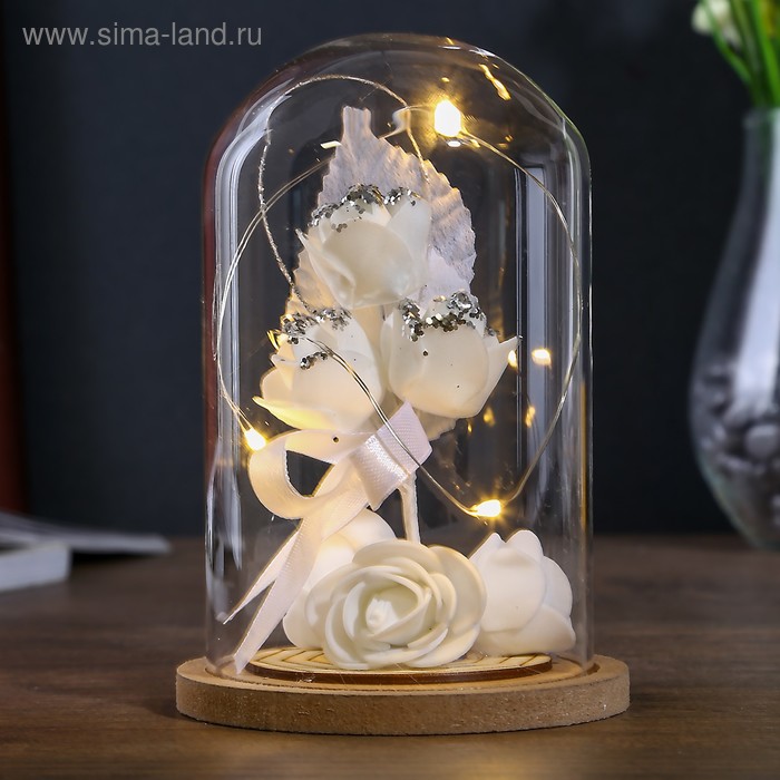 

Ночник "Роза малая белая" LED 3ААА 9,5х9,5х14 см