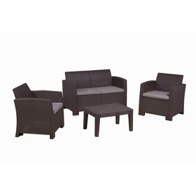 Набор мебели: диван, 2 кресла, стол, с подушкой, иск. ротанг, SF2-4P от Сима-ленд