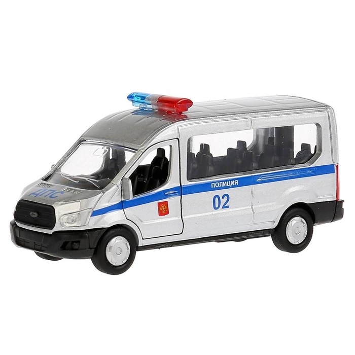 Машина «Полиция Ford Transit», 12 см, инерционная, открывающиеся двери, металлическая машина полиция ford transit 12 см инерционная открывающиеся двери металлическая технопарк