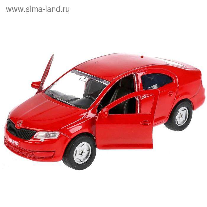 фото Машина skoda rapid, 12 см, открывающиеся двери и багажник, инерционная, цвет красный технопарк