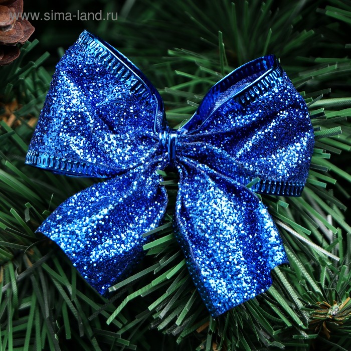 

Бант новогодний, праздничный "Феерия", синий, 8 x 7 см