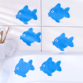 Набор мини-ковриков для ванны на присосках Доляна «Рыбка», 11×12 см, 6 шт, цвет МИКС Ош
