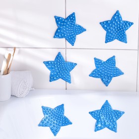 Набор мини-ковриков для ванны на присосках Доляна «Звезда», 10×10 см, 6 шт, цвет МИКС Ош