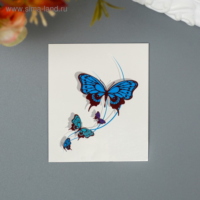 Татуировка на тело Голубые бабочки
