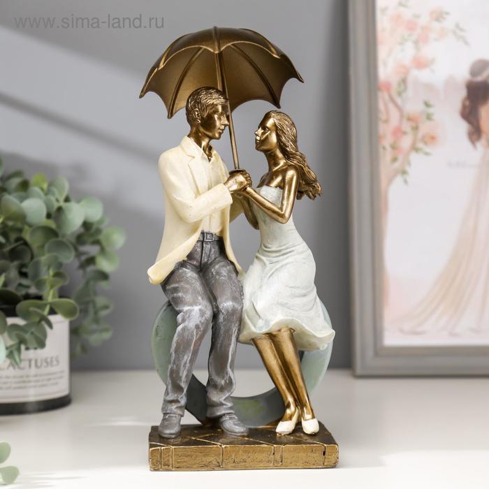 Сувенир полистоун романтика Посиделки влюблённых под зонтом 26х9,5х11,5 см