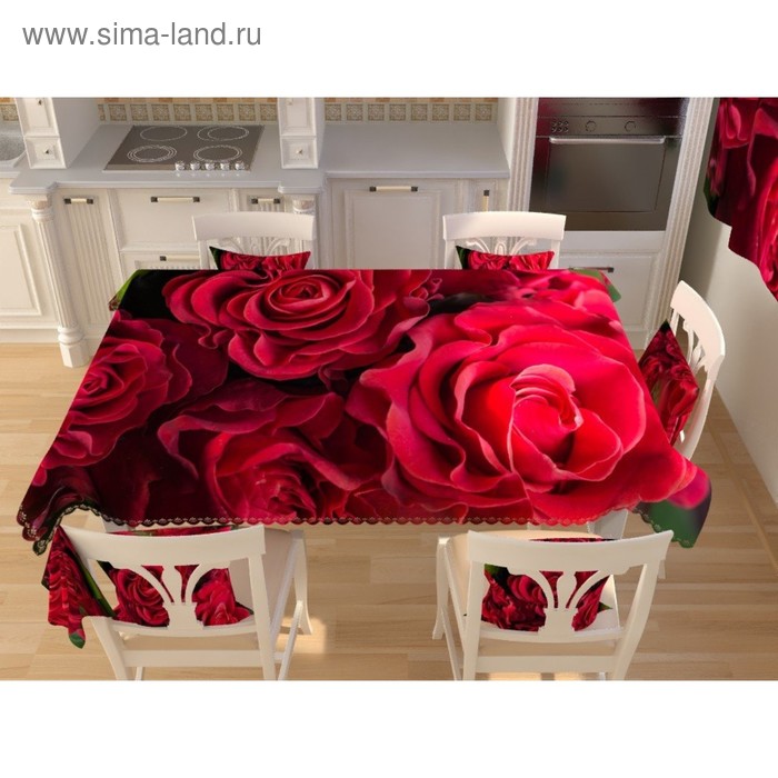 Фотоскатерть «Волнистые розы», размер 145 × 145 см, габардин
