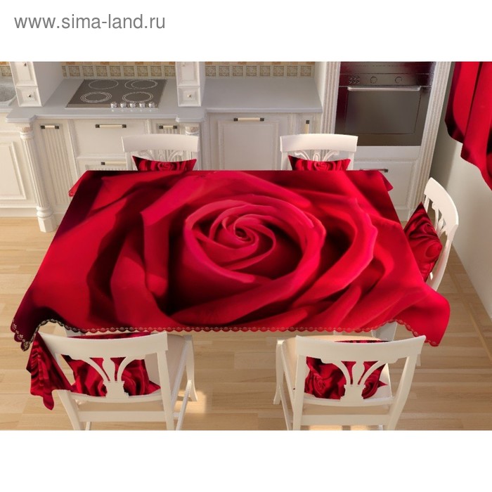Фотоскатерть «Открытие бордовой розы», размер 145 × 145 см, габардин