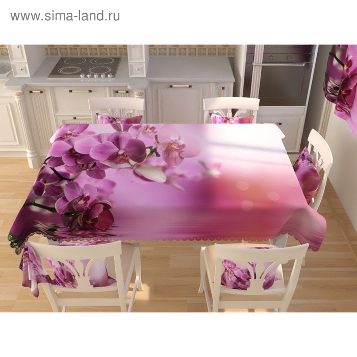 Фотоскатерть «Розовые лепестки орхидеи», размер 145 × 145 см, габардин