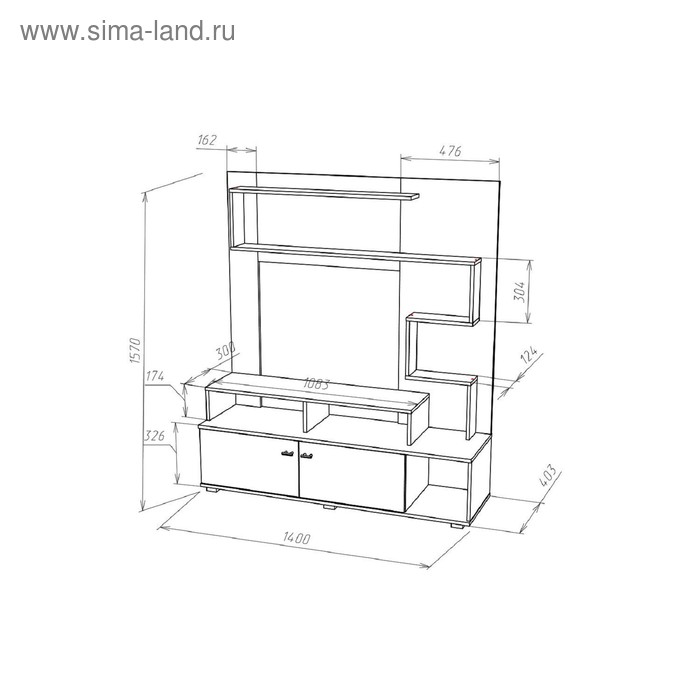 Стенка для гостиной юджи 1400