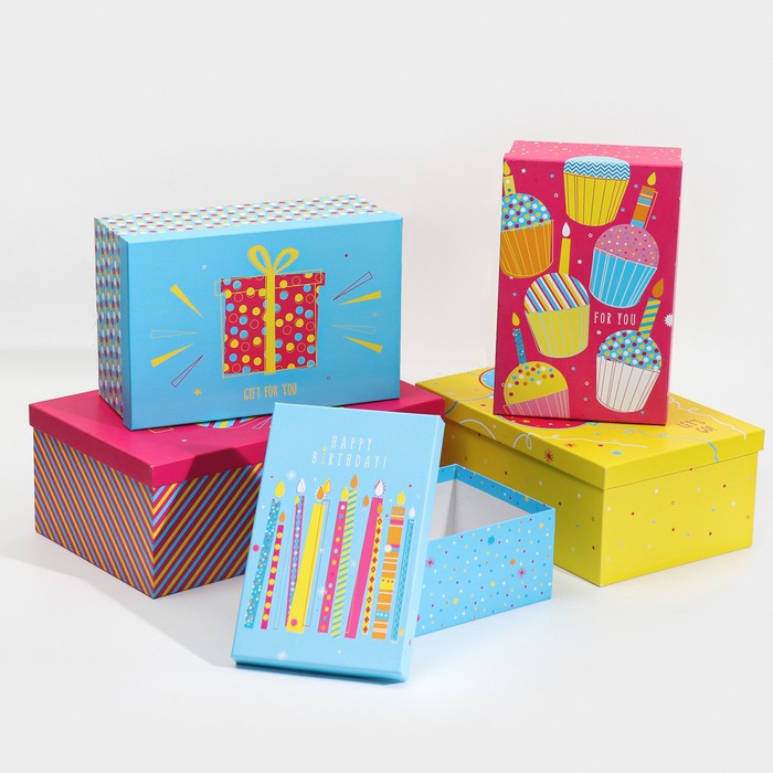 Набор подарочных коробок 5 в 1 «Happy Birthday», 22 × 14 × 8.5‒ 32.5 × 20 × 12.5 см