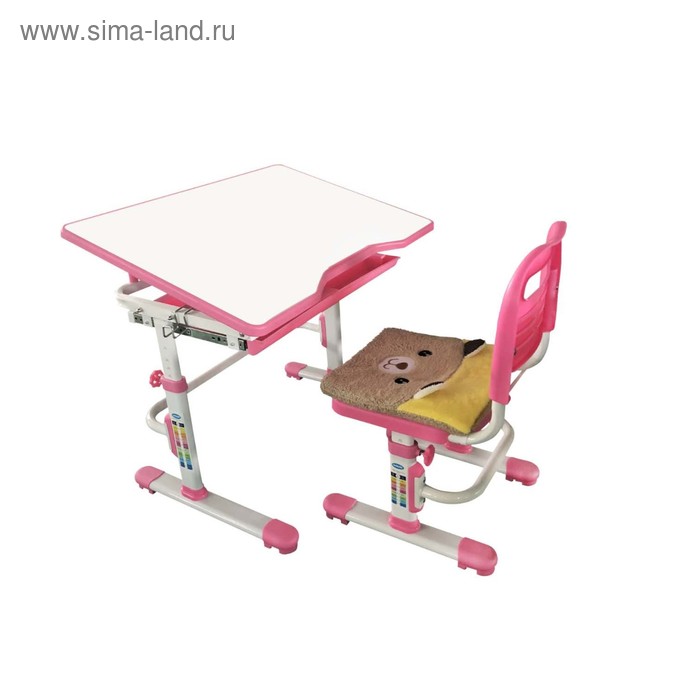 Комплект растущая парта и стул с чех Rifforma SET-10 Белый/Белый-Розовый