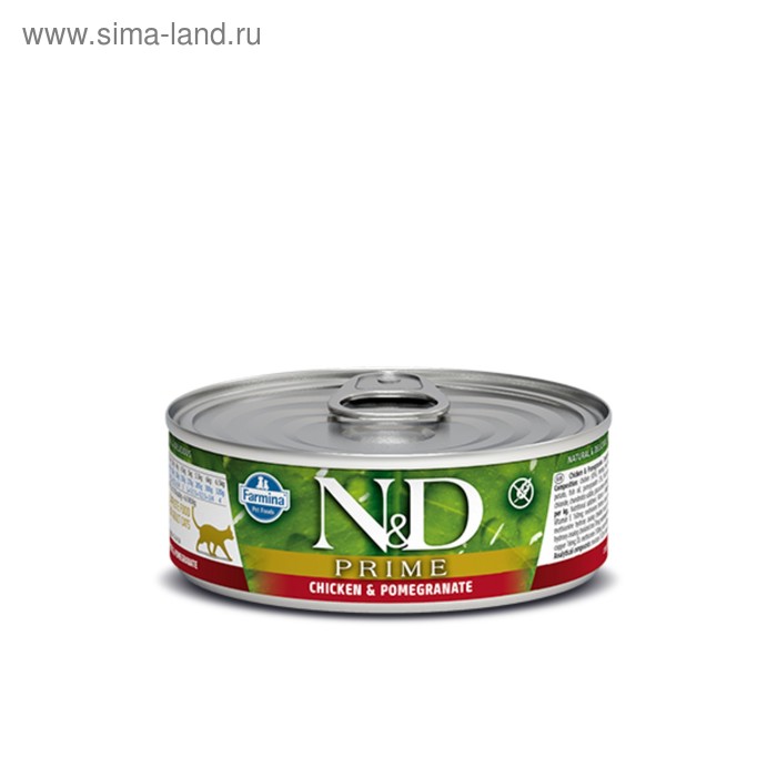 Влажный корм Farmina ND Cat Prime для кошек курицагранат 80 г 218₽