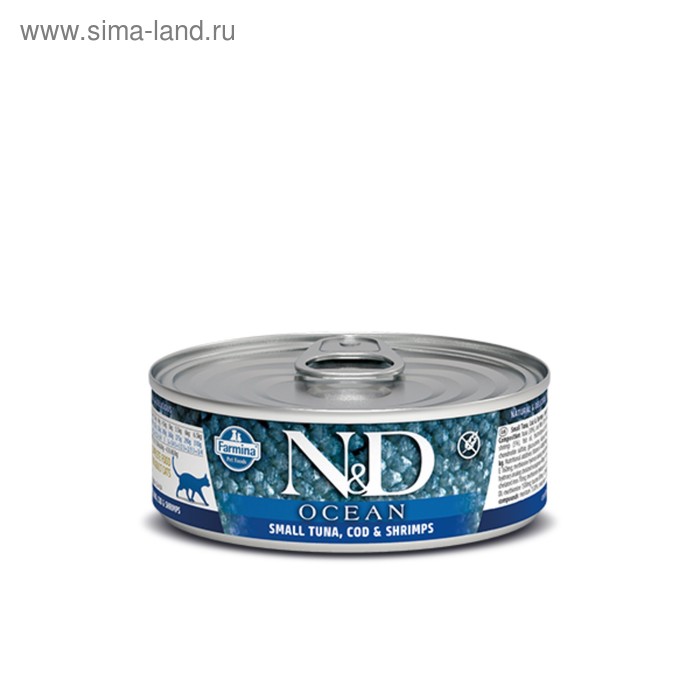 Влажный корм Farmina ND Cat Ocean для кошек тунец трескакреветки 80 г 147₽