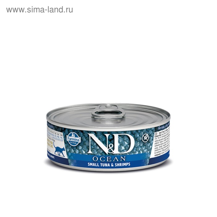 Влажный корм Farmina ND Cat Ocean для кошек тунецкреветки 80 г 152₽
