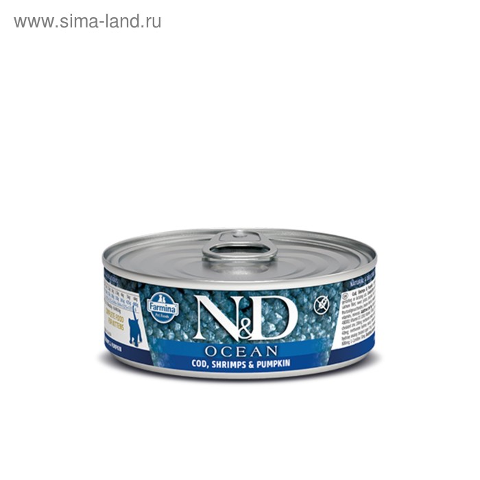 Влажный корм Farmina ND Cat Ocean для котят трескакреветкитыква 80 г 158₽