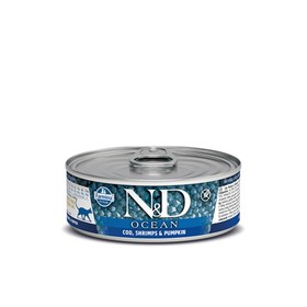 

Влажный корм Farmina N D Cat Ocean для кошек треска/креветки/тыква, 80 г