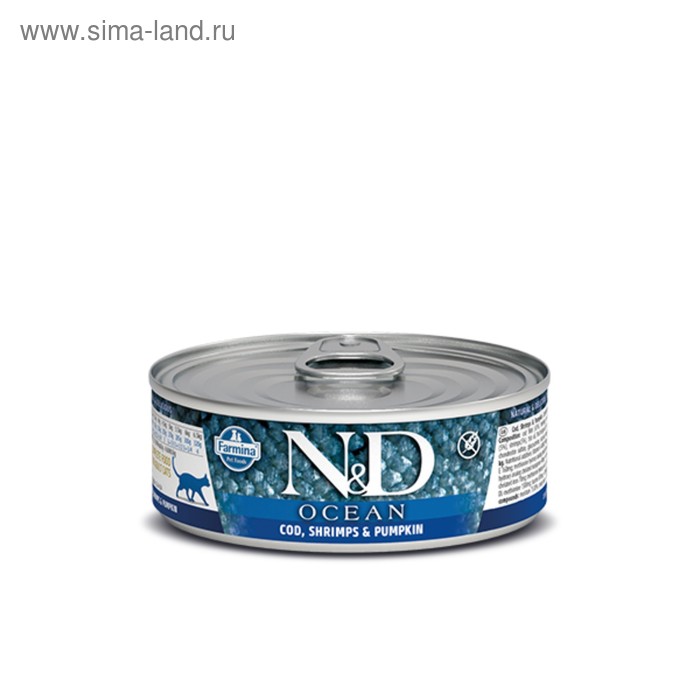 Влажный корм Farmina ND Cat Ocean для кошек трескакреветкитыква 80 г 189₽