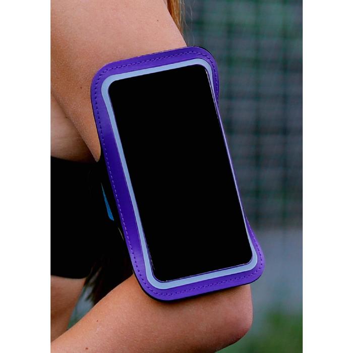 фото Чехол для телефона на руку luazon, 14.5х7.5 см, светоотражающая полоса, фиолетовый luazon home