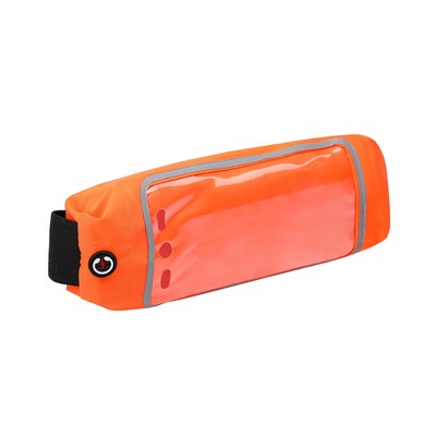 Спортивная сумка чехол на пояс LuazON, управление телефоном, отсек на молнии, оранжевая