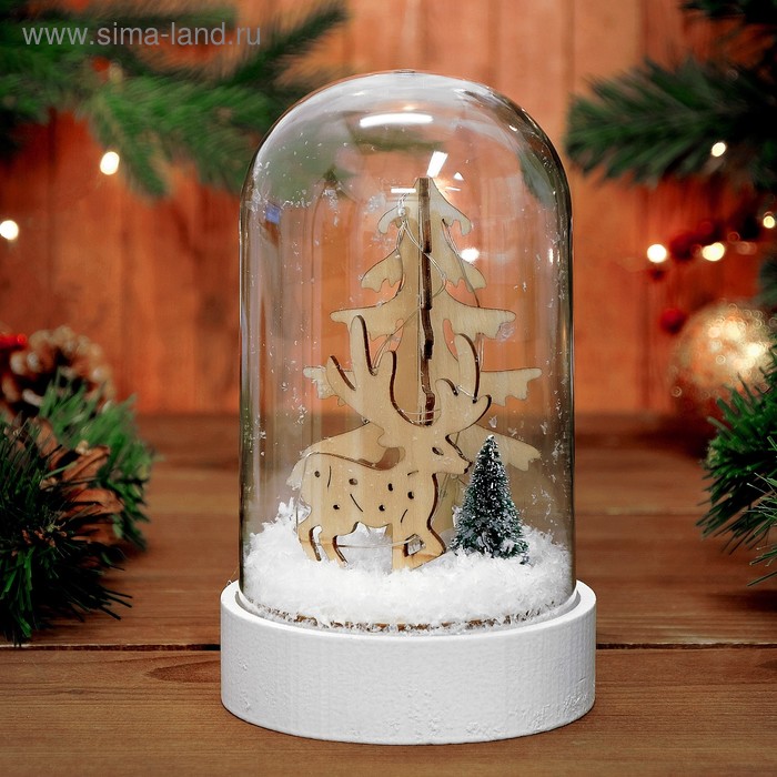 Декор с подсветкой Олень и ёлочки новогодний декор с подсветкой снежный олень
