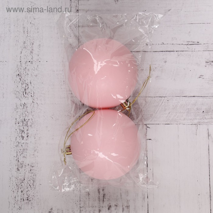 фото Набор шаров пластик d-8 см, 2 шт "матовый" розовый зимнее волшебство
