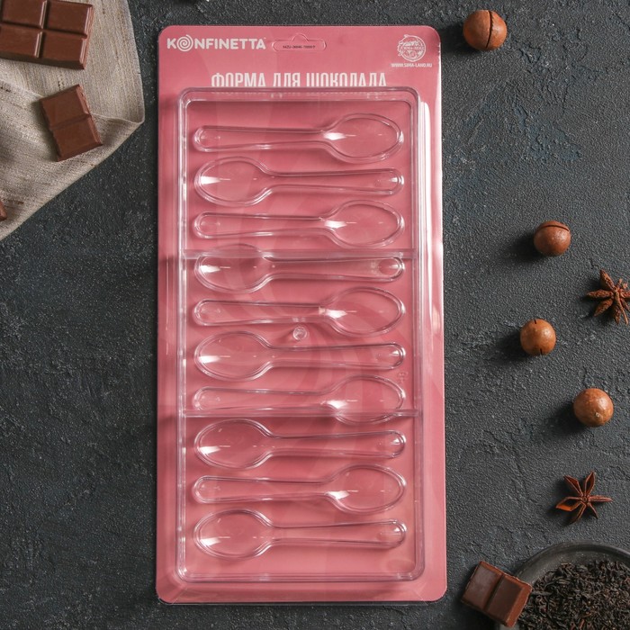 фото Форма для шоколада 27,5×13,5 см "ложки", 10 ячеек konfinetta