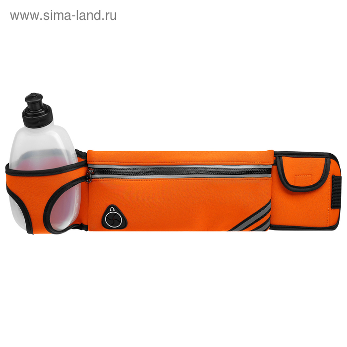 фото Сумка спортивная на пояс 45х9 см с бутылкой 15х8х3 см, 2 кармана, цвет оранжевый onlitop