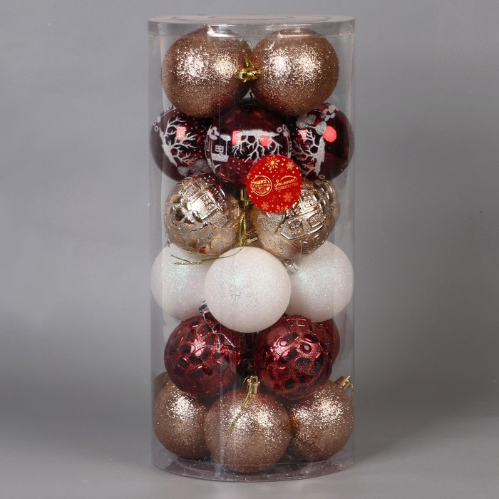 фото Набор шаров пластик d-7 см, 24 шт "зимняя ночь" микс зимнее волшебство