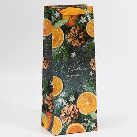 Пакет под бутылку крафтовый «Новогоднее настроение», 13 × 36 × 10 см Ош